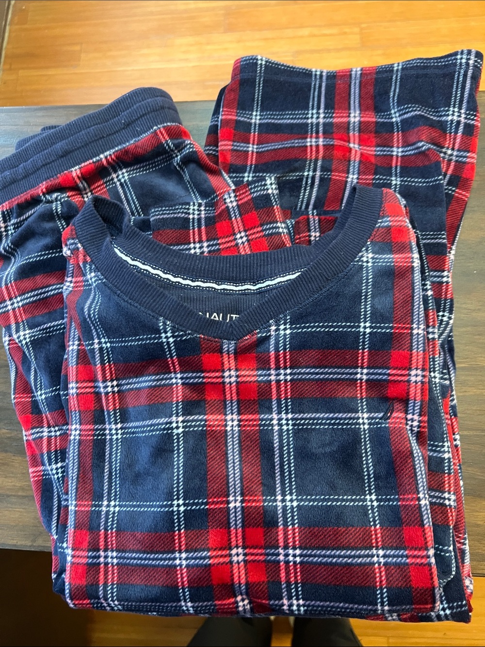 Nautica Red and Navy Plaid Kids Pajama Set